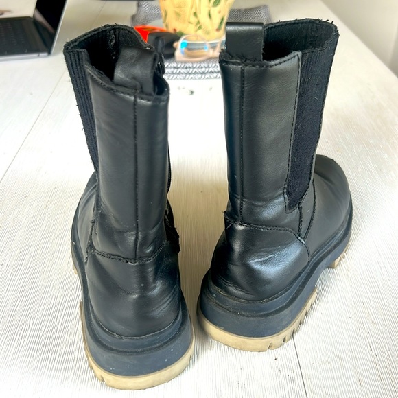 Zara Girls Zip Chelsea/Moto Boots with Lug Sole - Black, Size 37 - Picture 8 of 11